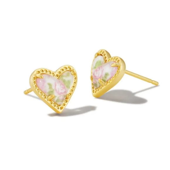 LIMITED EDITION Kendra Scott x LoveShackFancy Ari Heart Earrings in Marie Pink - Picture 3 of 3